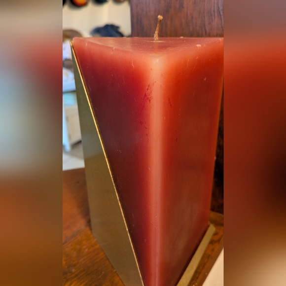 China Holdings Other - Black Cherry Candle With Gold Holder. Triangle Shape. Weight 2.13 Lb.